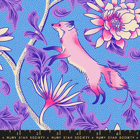 Glow Garden Fox Florals in Lindley Blue RS2112 12 - Ruby Star Society Sold by the Half Yard
